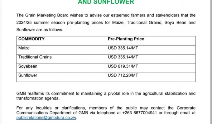 GMB Announces Pre-Planting Prices for 2024/25 Summer Season
